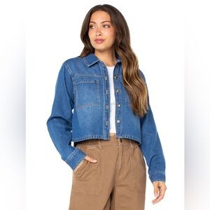 Celebrity Pink Denim Button-Up Jacket